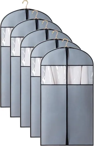 Hanging Garment Bag, Clothes Plastic Cover with Transparent Window, Metal Zipper, Bottom Closure, Suitable for Shirts, Jackets, Sweaters(60x130cm x51in)