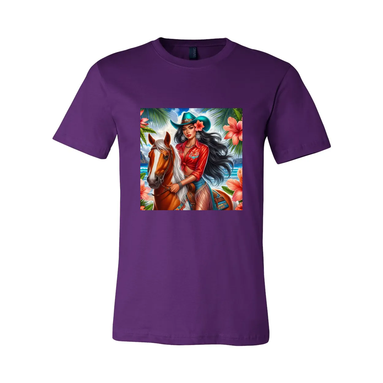 Hawaiian Cowgirl on Horse T Shirts