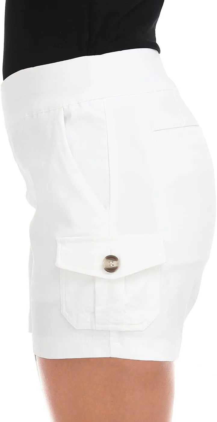 HDE Women's Cargo Shorts with Pockets High Waisted Pull On Stretch Casual Shorts