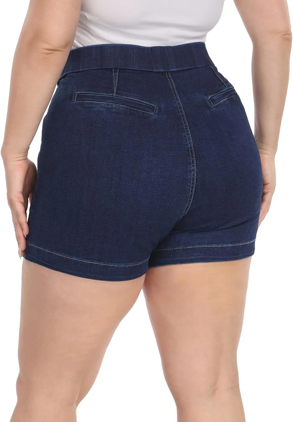 HDE Women's Plus Size Jean Shorts High Waisted Stretch Denim Pull On Shorts