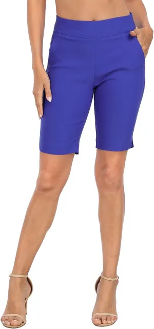 HDE Women's Pull On Bermuda Shorts Mid Rise 10" Inseam Shorts with Pockets