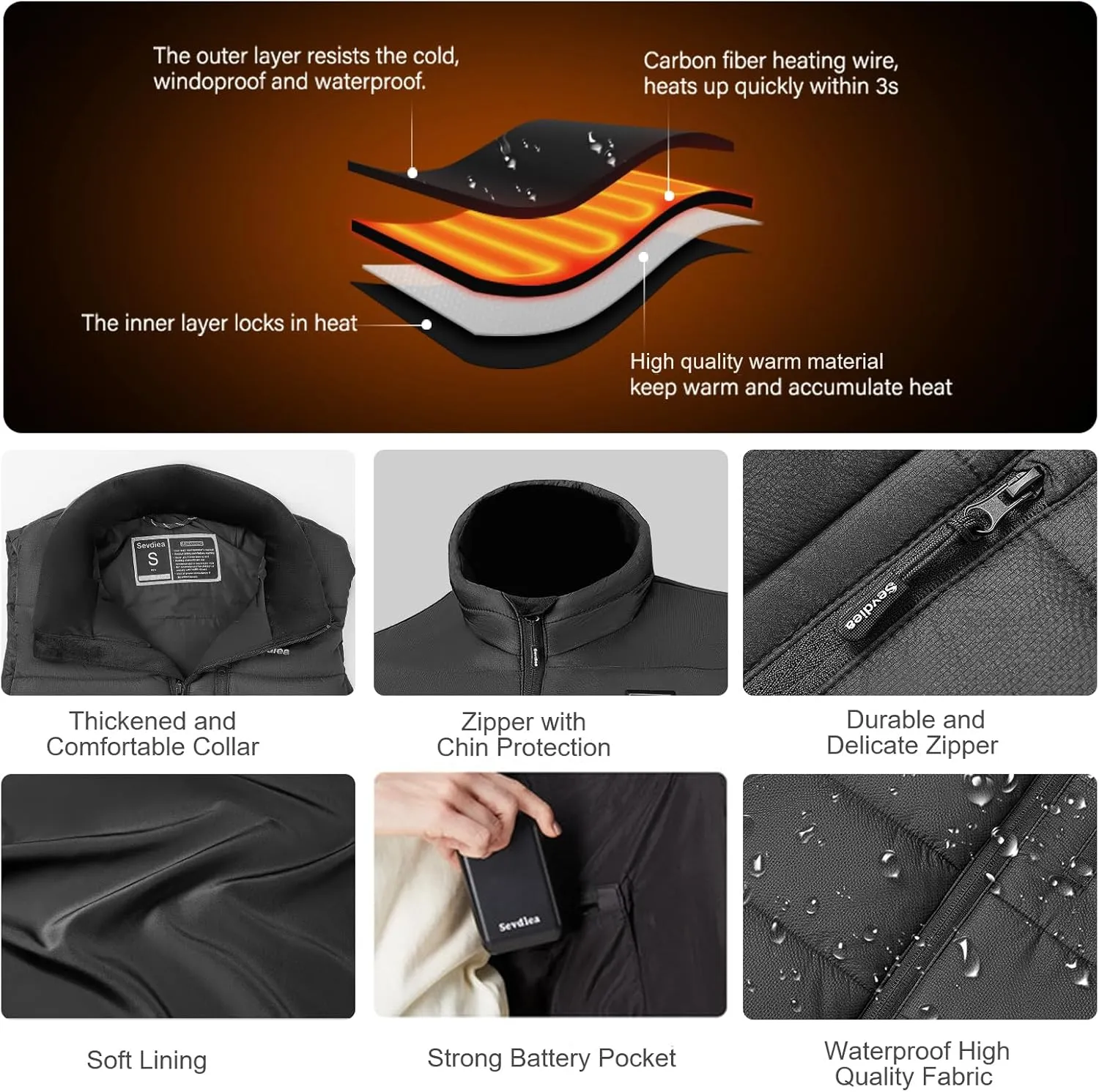 Heated Vest for Women with 16000mAh 7.4V Battery Pack IncludedWarming Women's Heated Vest Electric Rechargeable