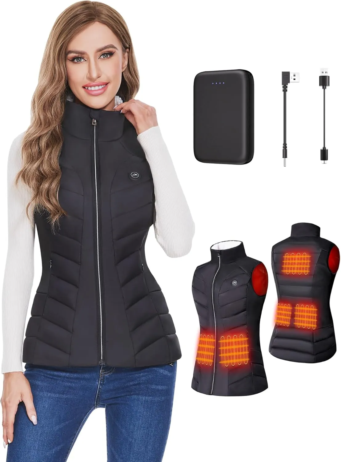 Heated Vest for Women With Battery Pack - Electric Lightweight Rechargeable Fleece Jacket