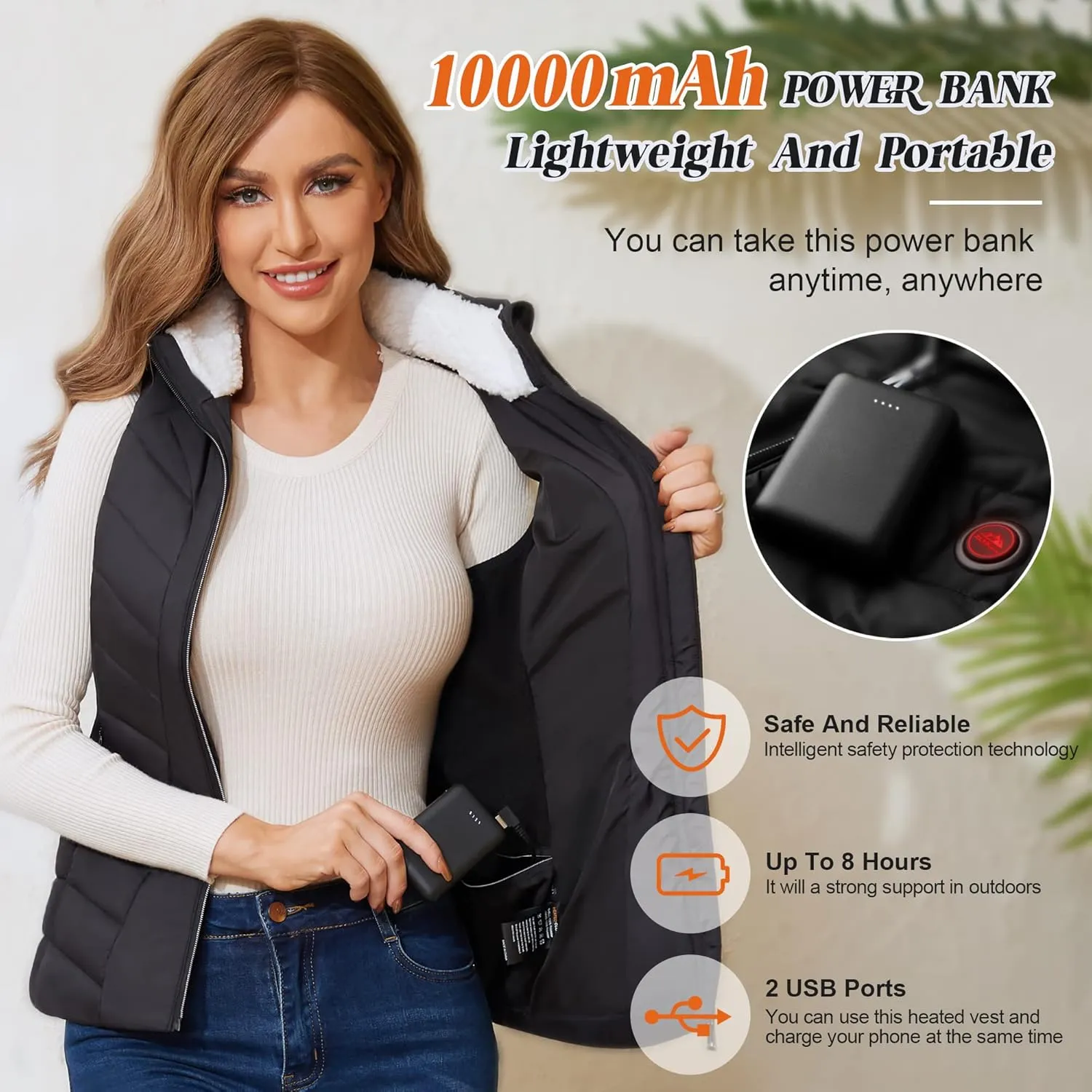 Heated Vest for Women With Battery Pack - Electric Lightweight Rechargeable Fleece Jacket