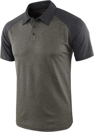 HETHCODE Men's Quick Dry Short Sleeve Breathable Active Sports Athletic Golf Polo Tee Shirts