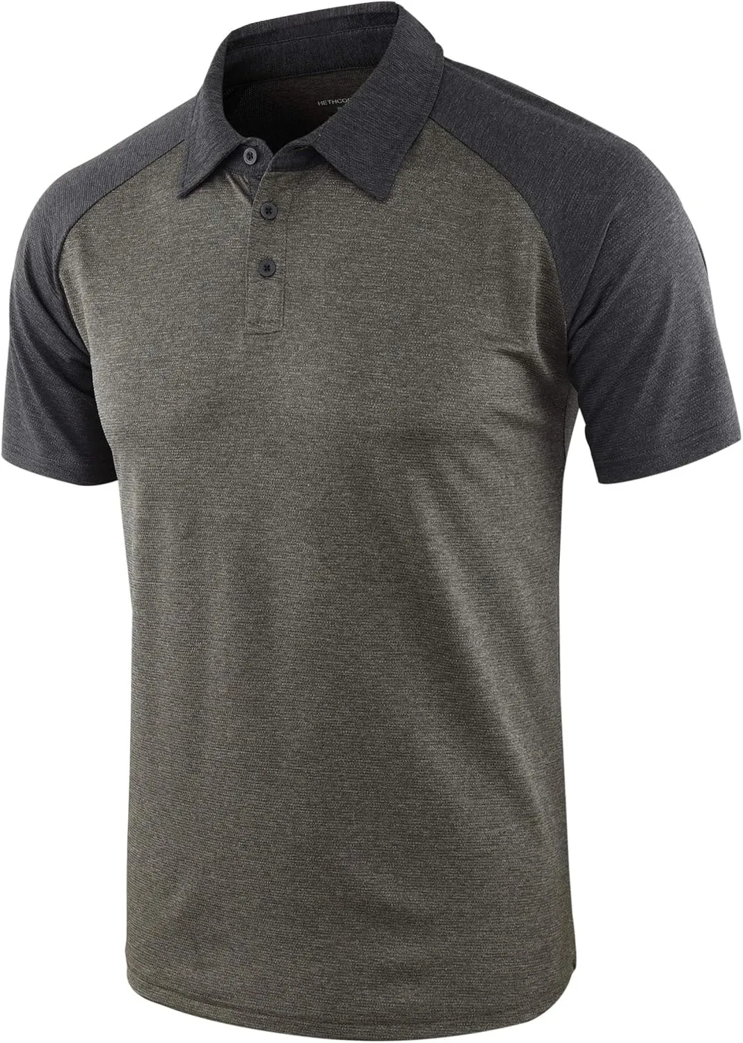 HETHCODE Men's Quick Dry Short Sleeve Breathable Active Sports Athletic Golf Polo Tee Shirts