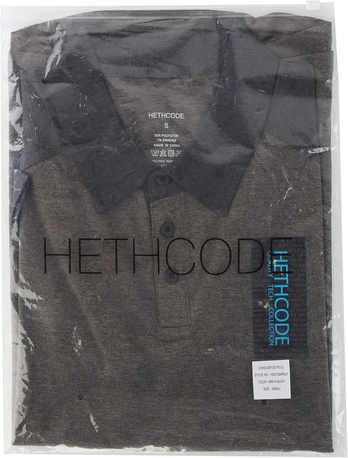 HETHCODE Men's Quick Dry Short Sleeve Breathable Active Sports Athletic Golf Polo Tee Shirts