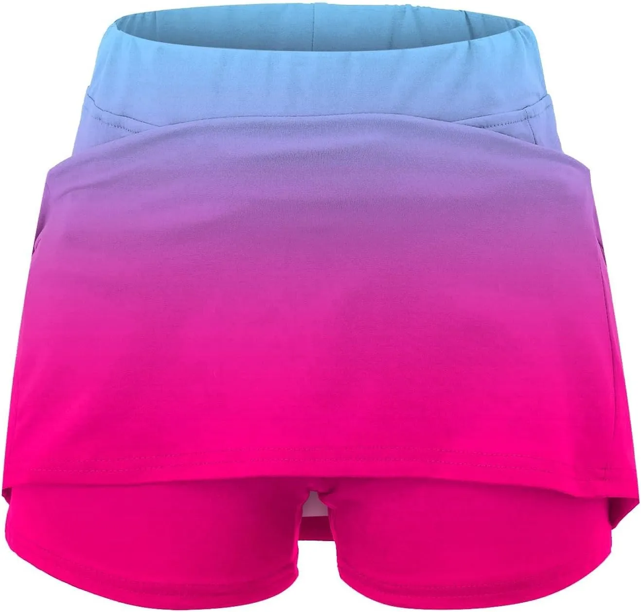 HGps8w Women's Gradient Tennis Skirt with Bulit in Shorts, Mid Waist Workout Running Golf Athletic Activewear Skorts