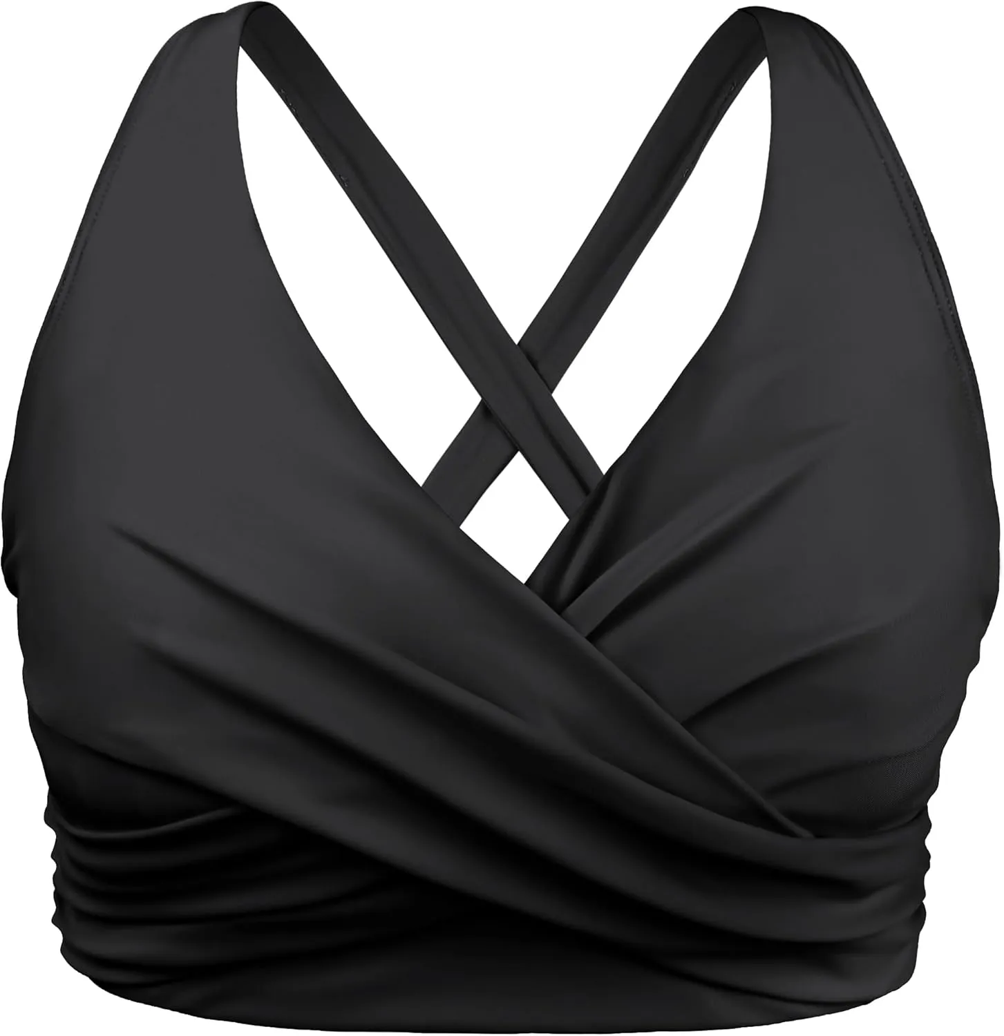 Hilor Women's Underwire Bikini Tops Push Up Criss Cross Swim Top Swimsuit Sexy V Neck Bikini Bathing Suit Top Only