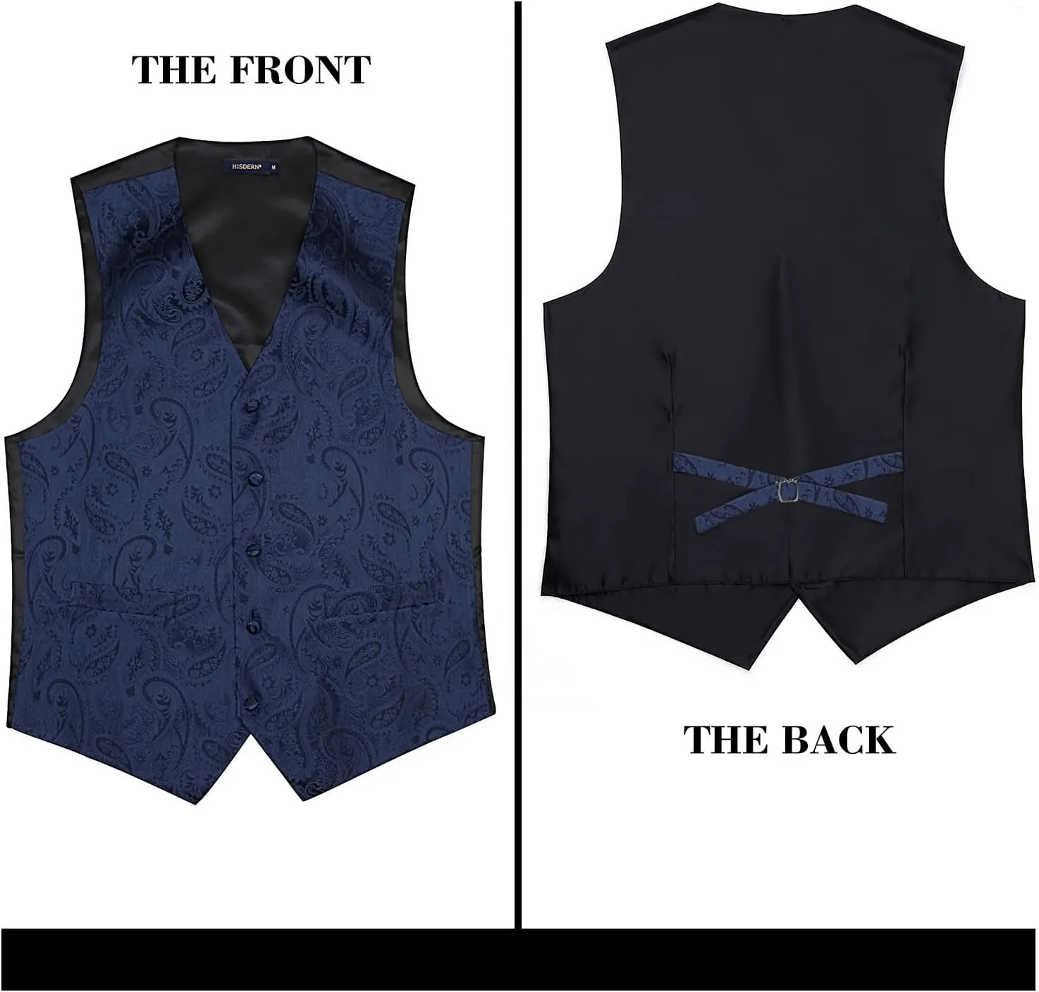 HISDERN Men's Vest Tie Set Paisley Floral Jacquard Necktie Pocket Square 3PCS Waistcoat for Suit or Tuxedo Wedding Party