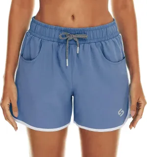 HODOSPORTS Women's 4" Swim Shorts Quick Dry Board Shorts Swimsuit Bottom with Pockets