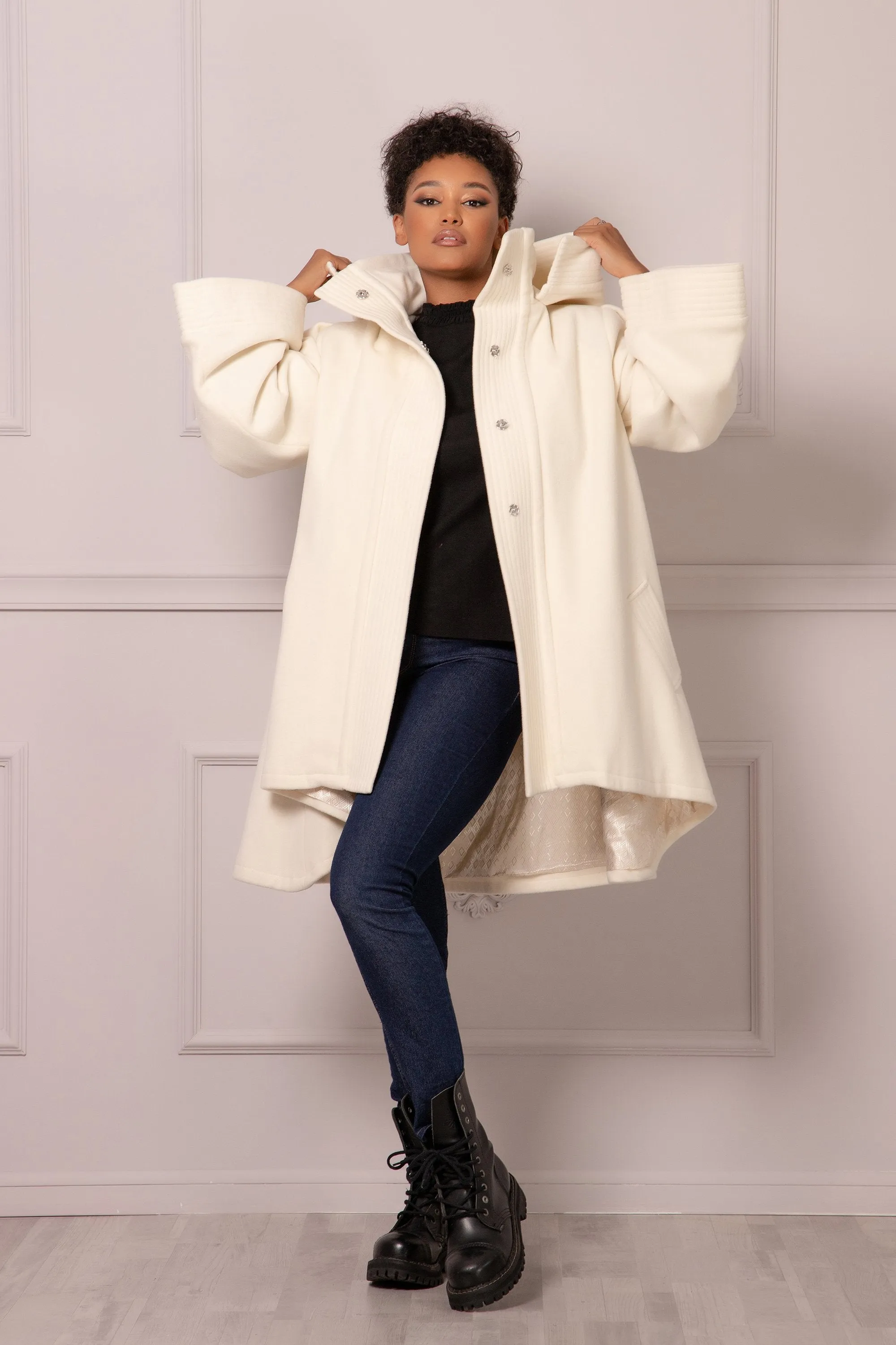 HOODED CAPE COAT