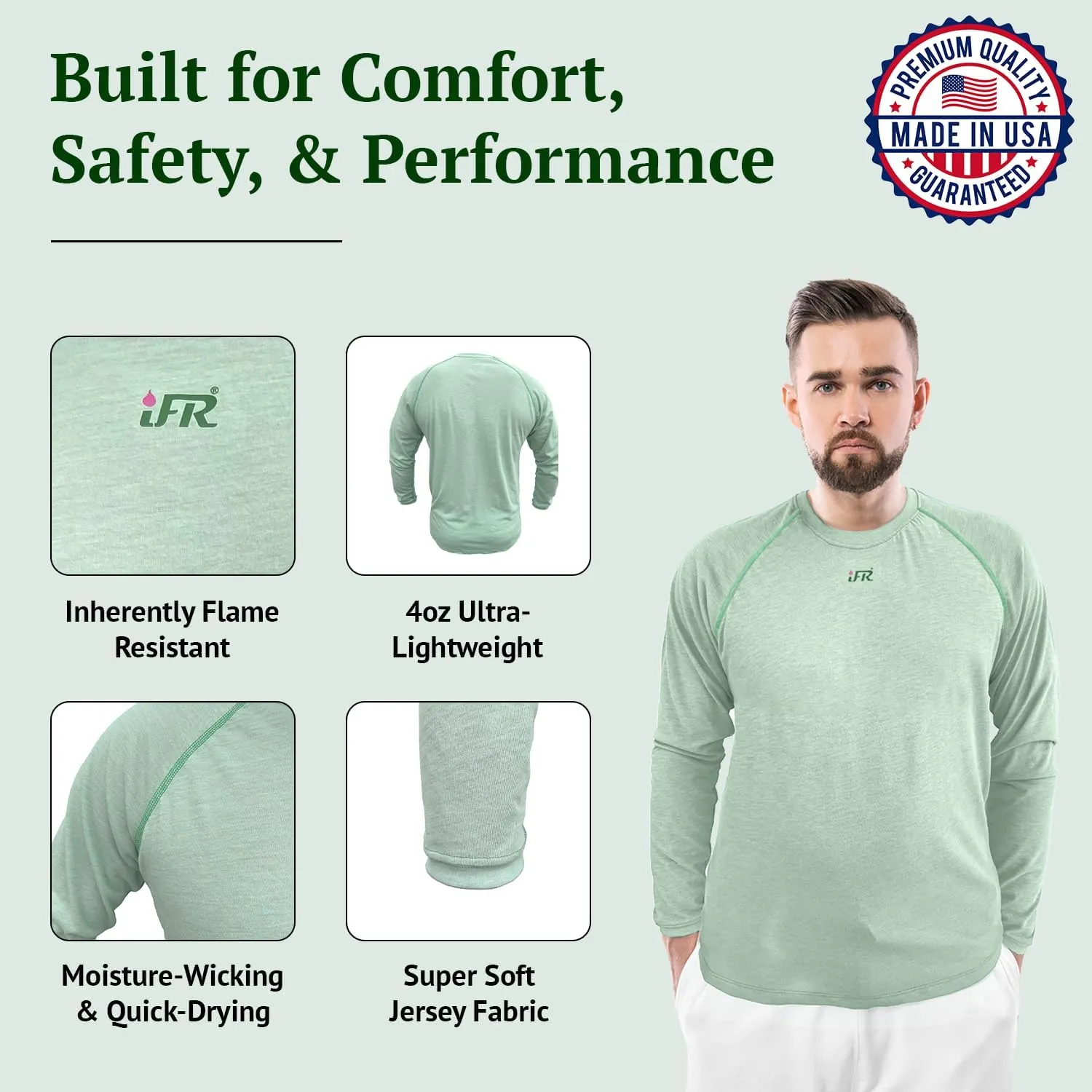 iFR Base Layer - Mens Long Sleeve Tee Shirts - Fire Resistant Shirts for Men - Fire Resistant Clothing