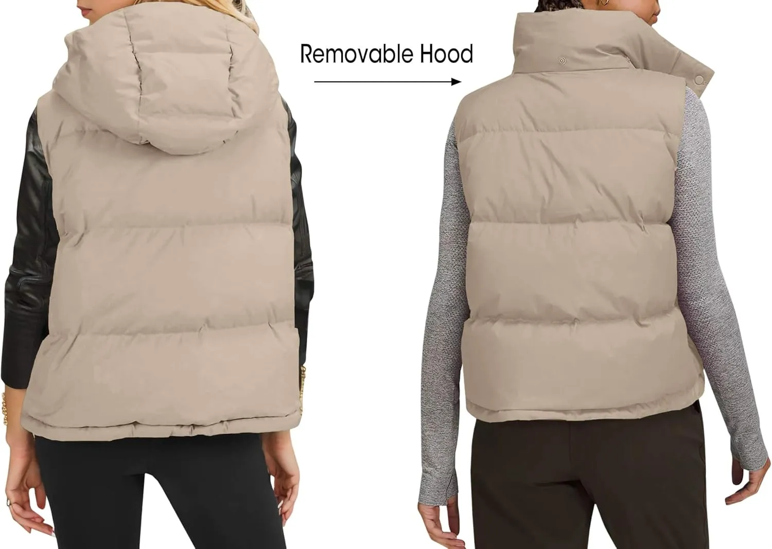 Imily Bela Womens Quilted Puffer Vest Hooded Winter Casual Stand Collar Gilet With Pockets