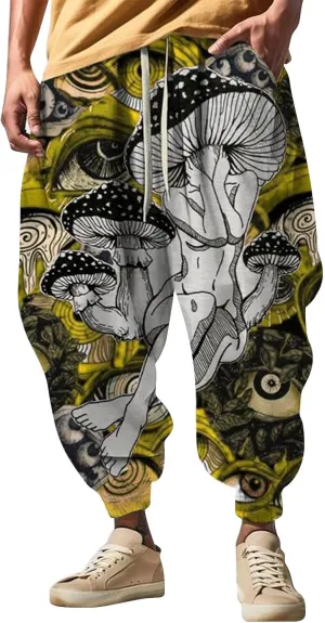 Japanese Drop Crotch Trousers Casual Drawstring Men Elastic Waist with Pockets Waist Men's Mens Hip Hop Harem Pants