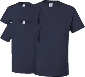 Jerzees Men's Adult Short Sleeve Tee 3 Pack, Navy, 4XL