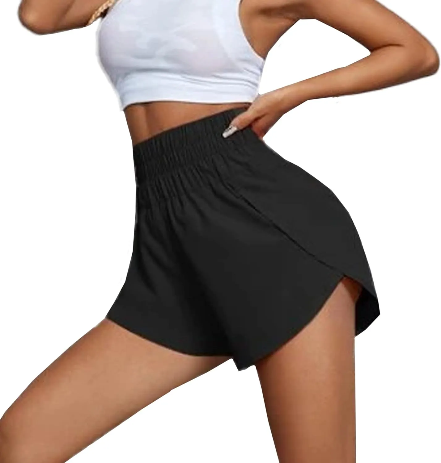 JOINFUN Womens Running Shorts Elastic High Waist Quick Dry Gym Athletic Workout Yoga Shorts
