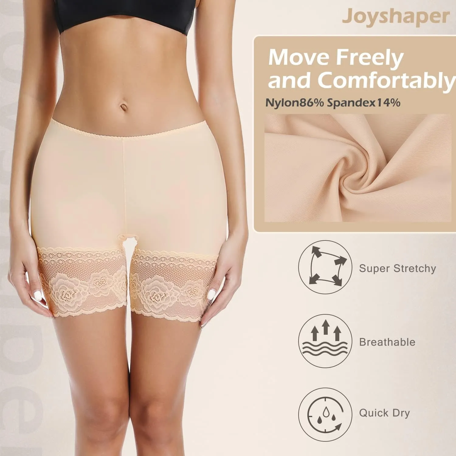 JOYSHAPER Slip Shorts for Under Dresses Women Seamless Boyshorts Panties Anti Chafing Underwear Shorts