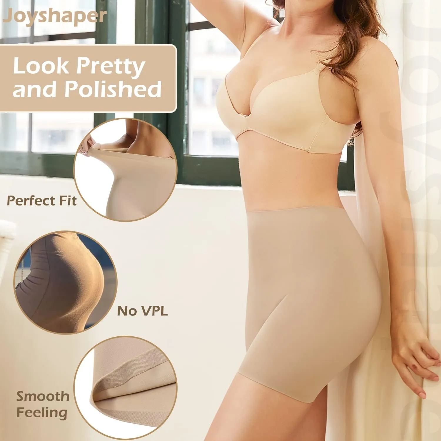 JOYSHAPER Slip Shorts for Under Dresses Women Seamless Boyshorts Panties Anti Chafing Underwear Shorts