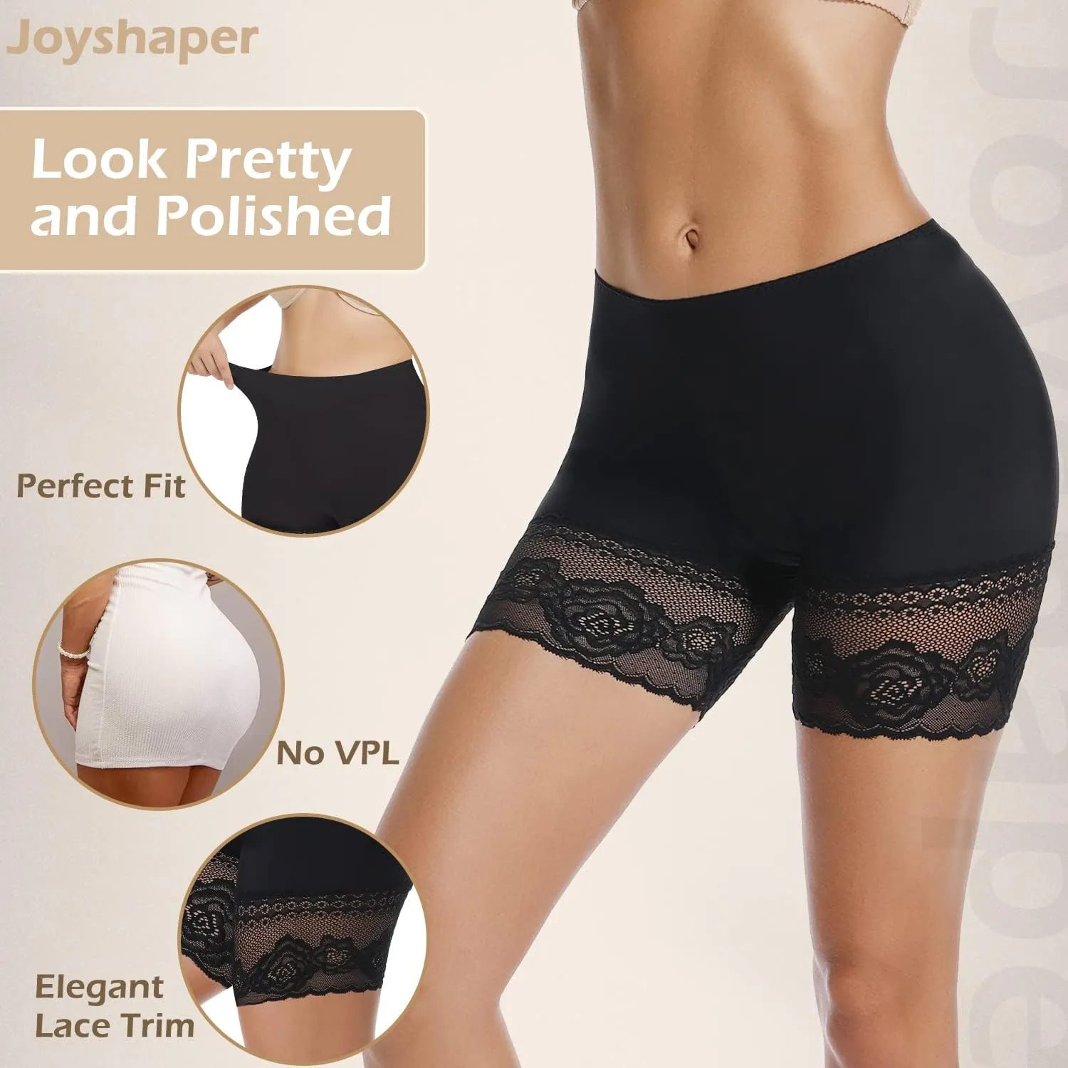 JOYSHAPER Slip Shorts for Under Dresses Women Seamless Boyshorts Panties Anti Chafing Underwear Shorts