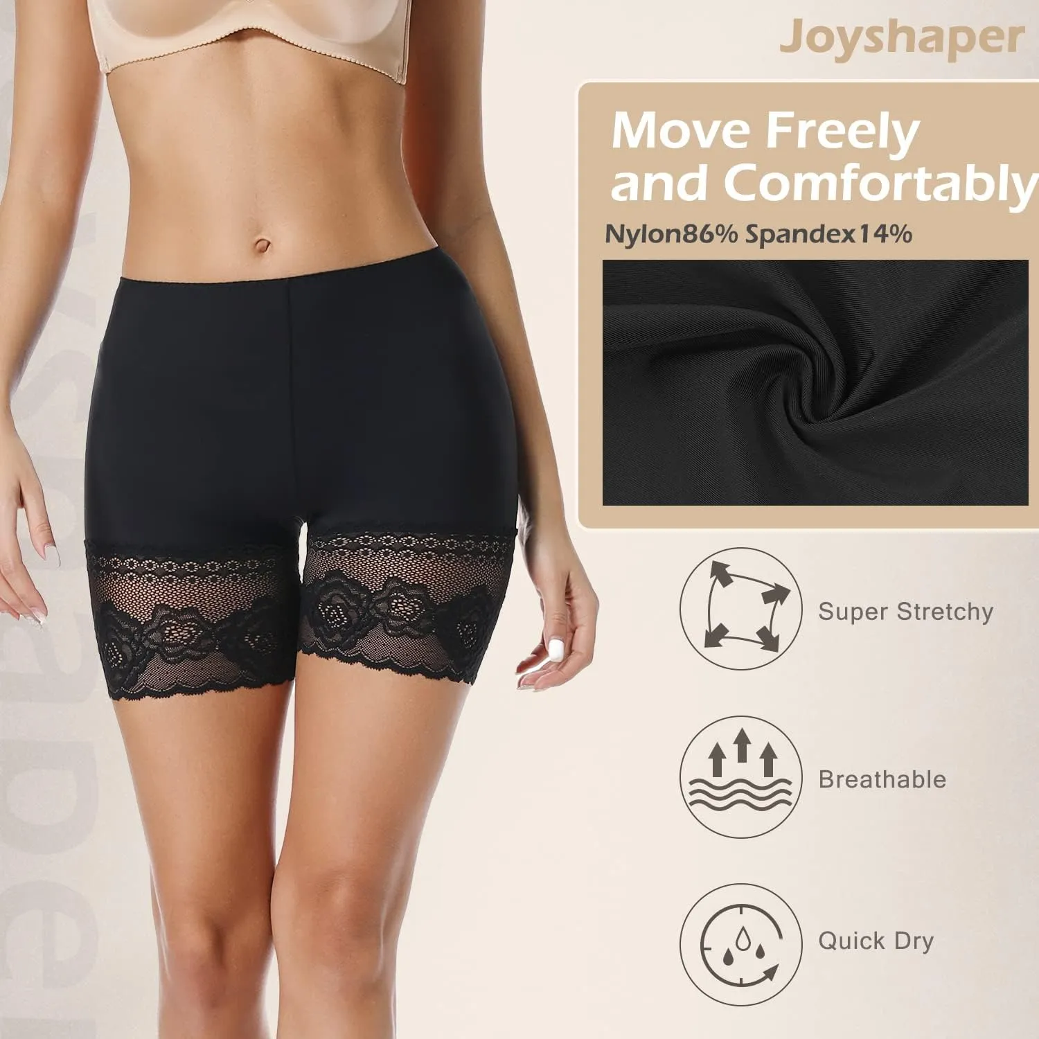 JOYSHAPER Slip Shorts for Under Dresses Women Seamless Boyshorts Panties Anti Chafing Underwear Shorts