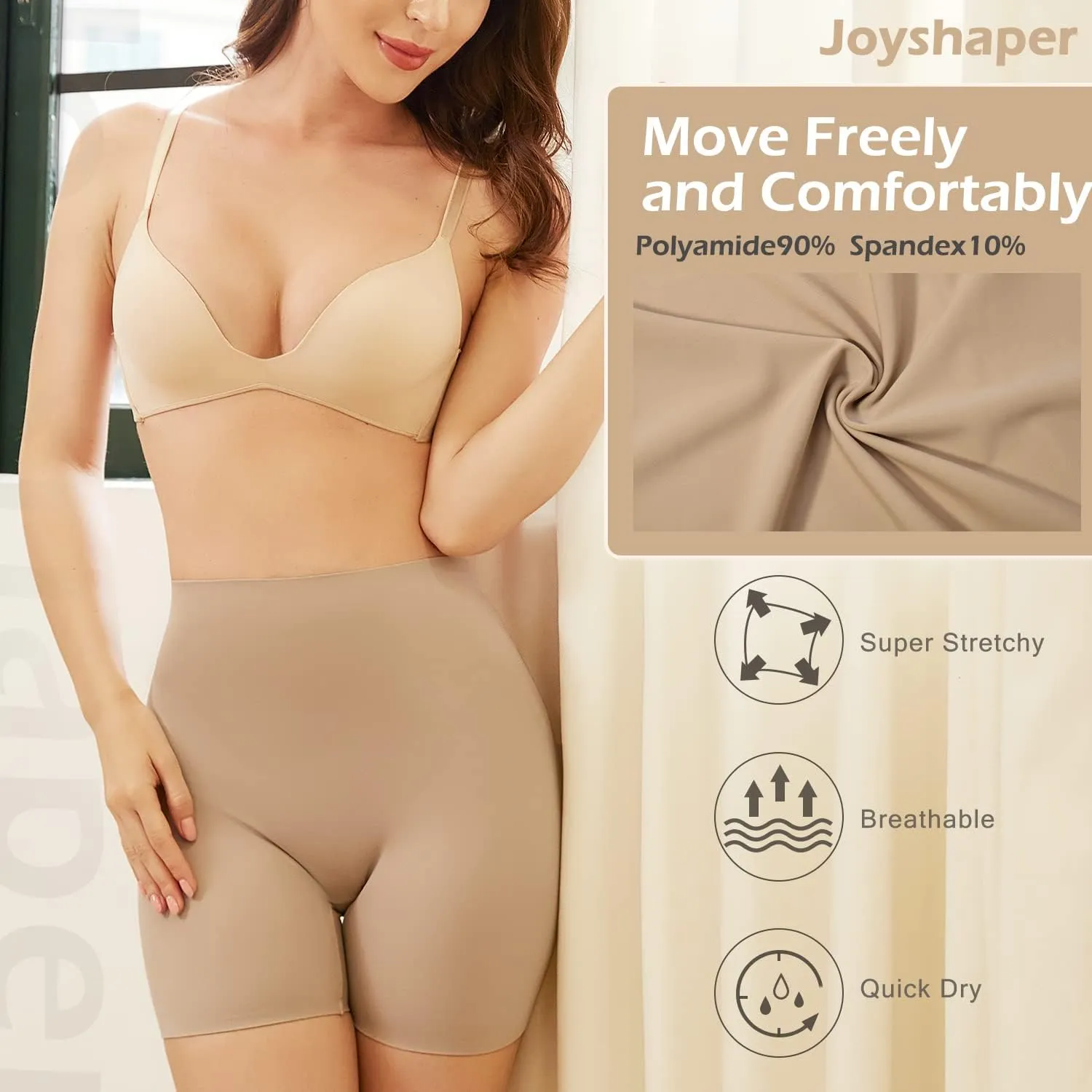JOYSHAPER Slip Shorts for Under Dresses Women Seamless Boyshorts Panties Anti Chafing Underwear Shorts