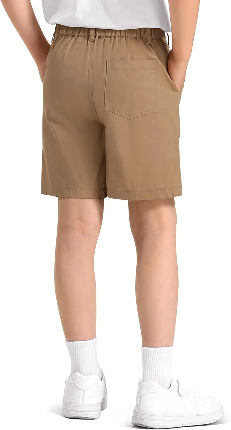 KEREDA Boys School Uniform Golf Shorts Pull On Preppy Shorts Kids Clothes with Pockets