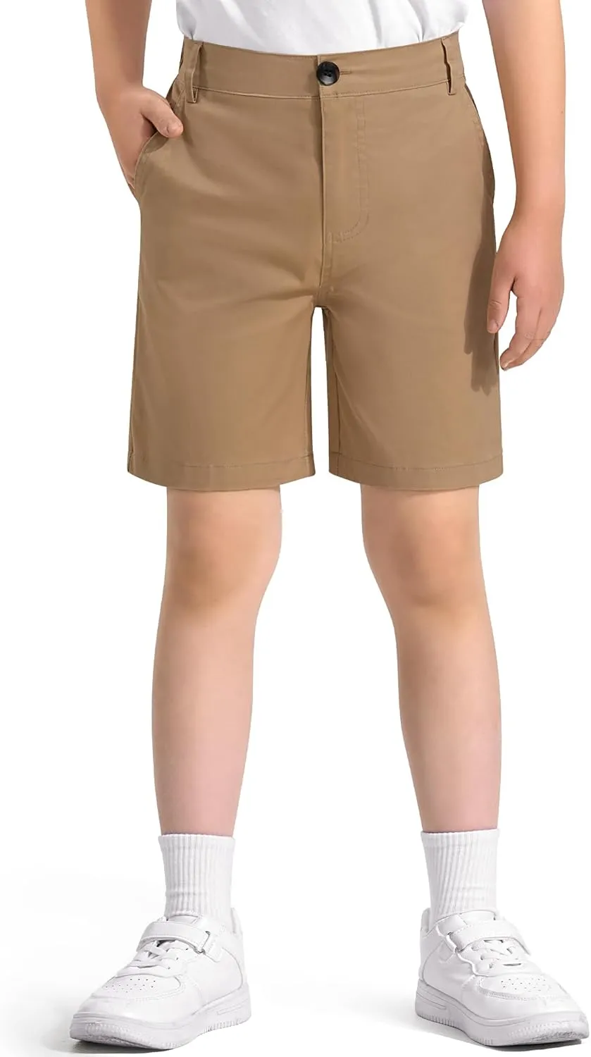 KEREDA Boys School Uniform Golf Shorts Pull On Preppy Shorts Kids Clothes with Pockets