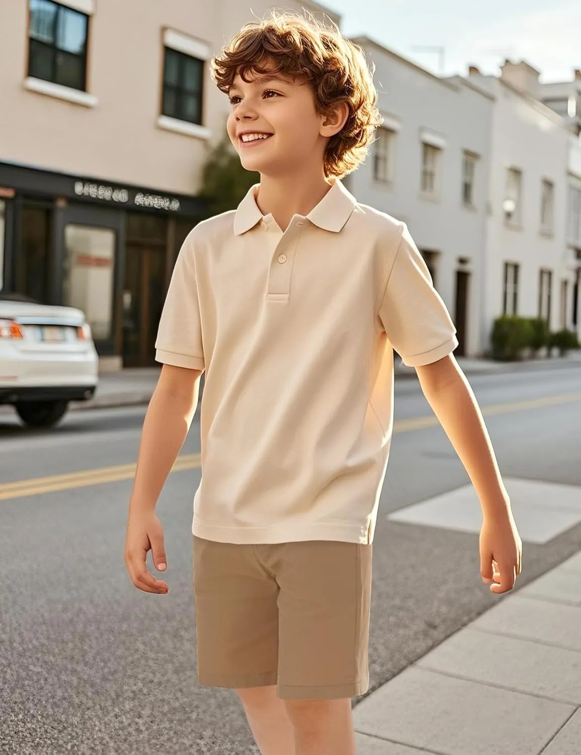 KEREDA Boys School Uniform Golf Shorts Pull On Preppy Shorts Kids Clothes with Pockets
