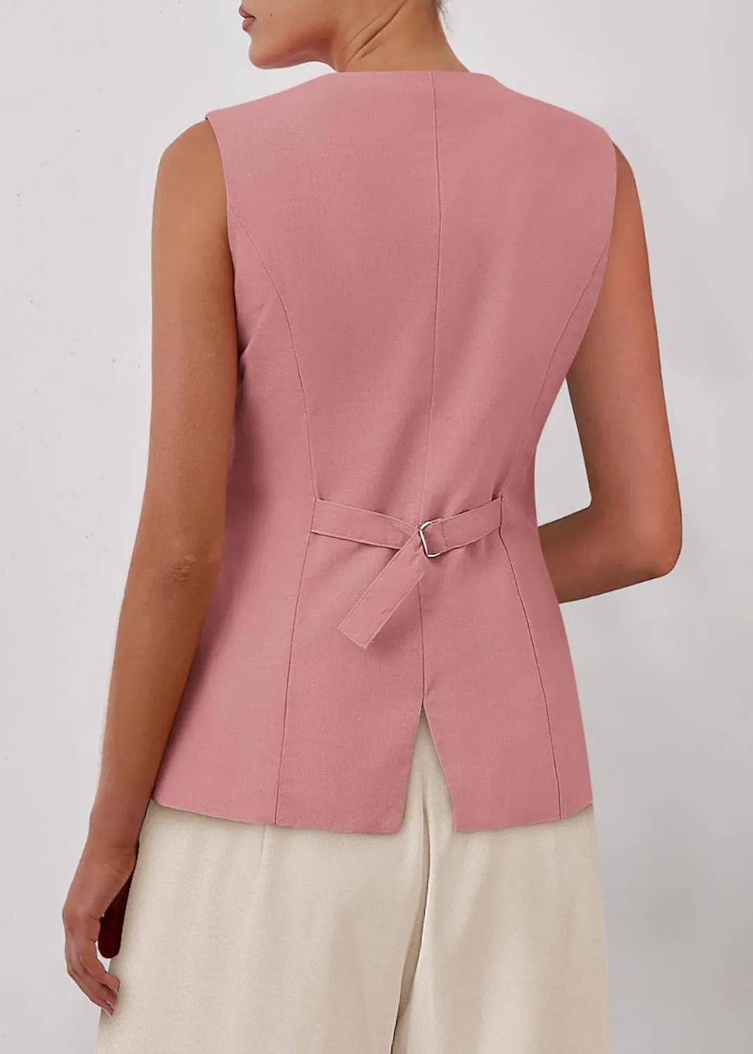 KIRUNDO Blazer Vest for Women Trendy 2025 Dressy Business Casual Summer Button Down Sleeveless Work Suit Waistcoat Tops