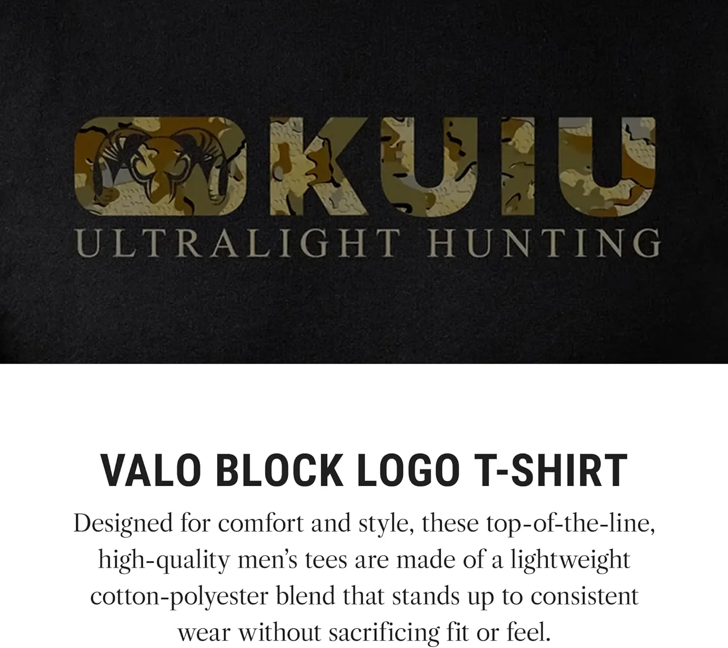 KUIU Valo Block Logo T-Shirt - Men's Lightweight Cotton-Poly Blend, Pre-Washed, Soft Crew Neck Tee Grey