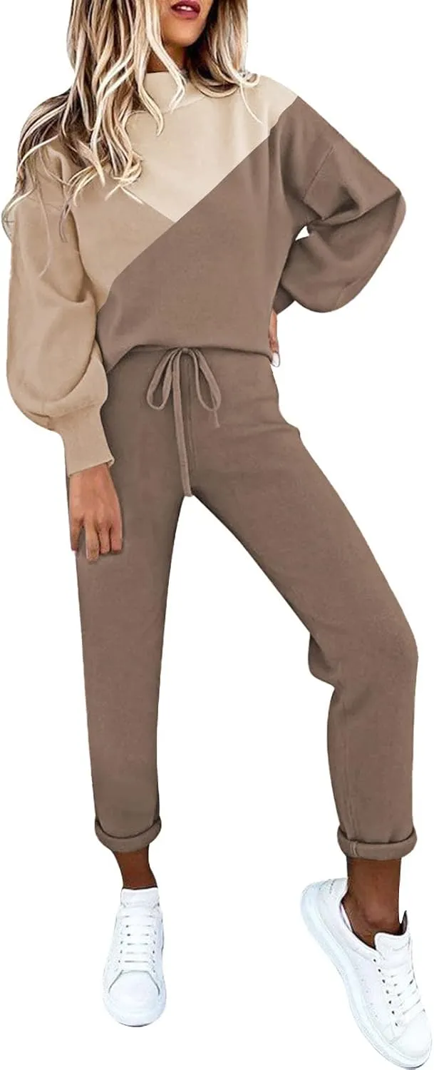 LaSuiveur Women's Two Piece Outfits Sweater Sets Knit Pullover with Drawstring Long Pants Tracksuit Lounge Set