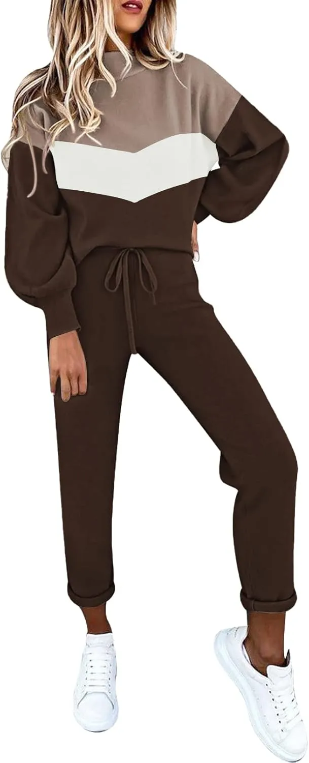 LaSuiveur Women's Two Piece Outfits Sweater Sets Knit Pullover with Drawstring Long Pants Tracksuit Lounge Set