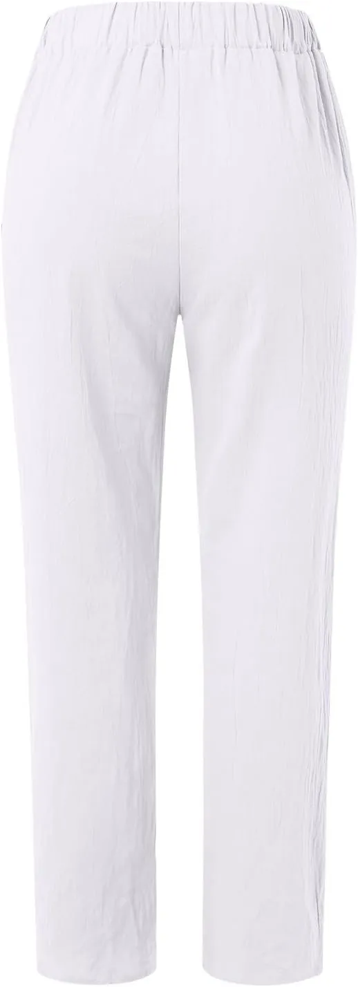 LCMTWX Casual Pants for Women with Pockets Loose Women Waist Pants Long Straight Women's Casual Pants Womens Clothing Black