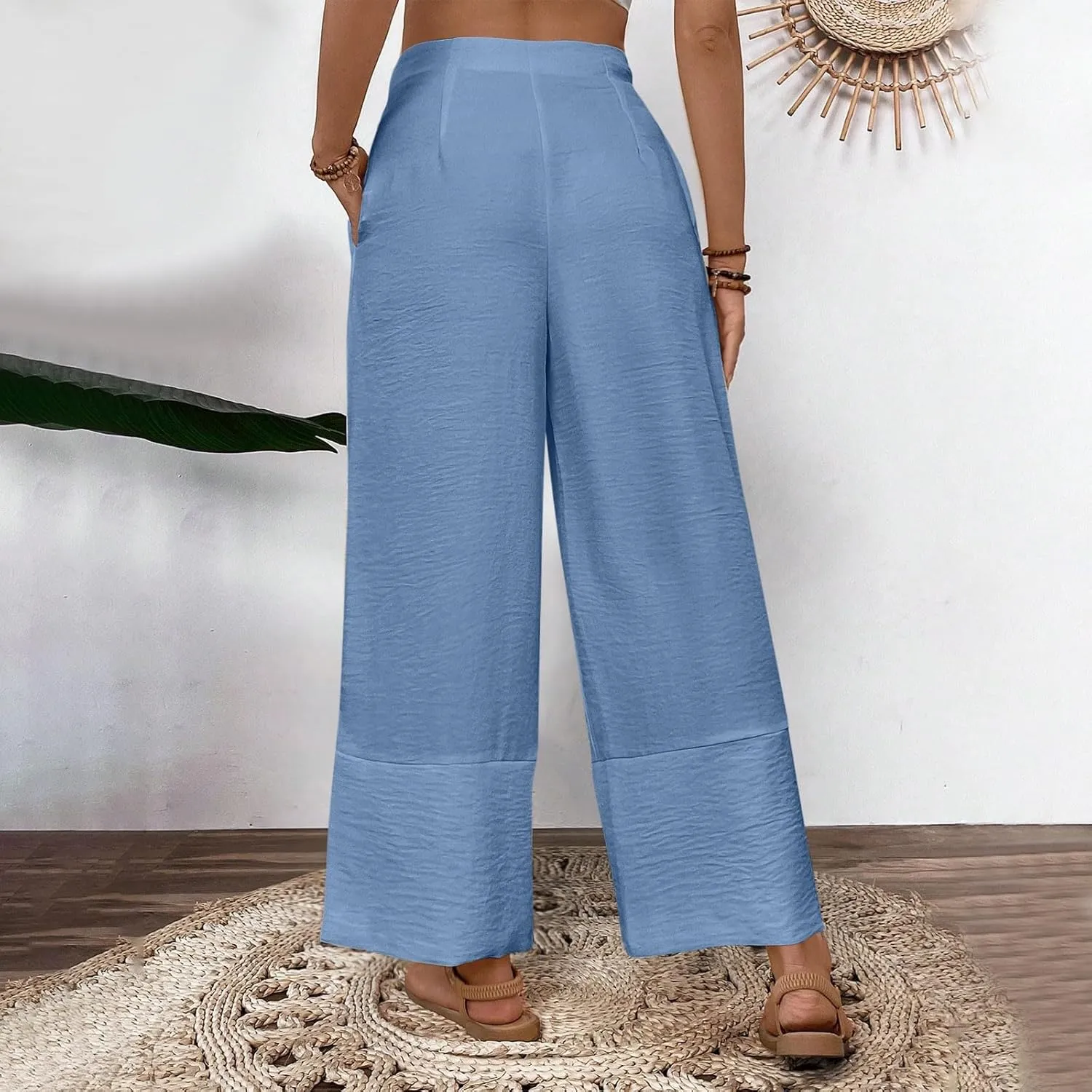 Liene Pants for Women,Womens Casual Summer 2025 Drawstring Elastic High Waist Pant Comfy Woman Trousers