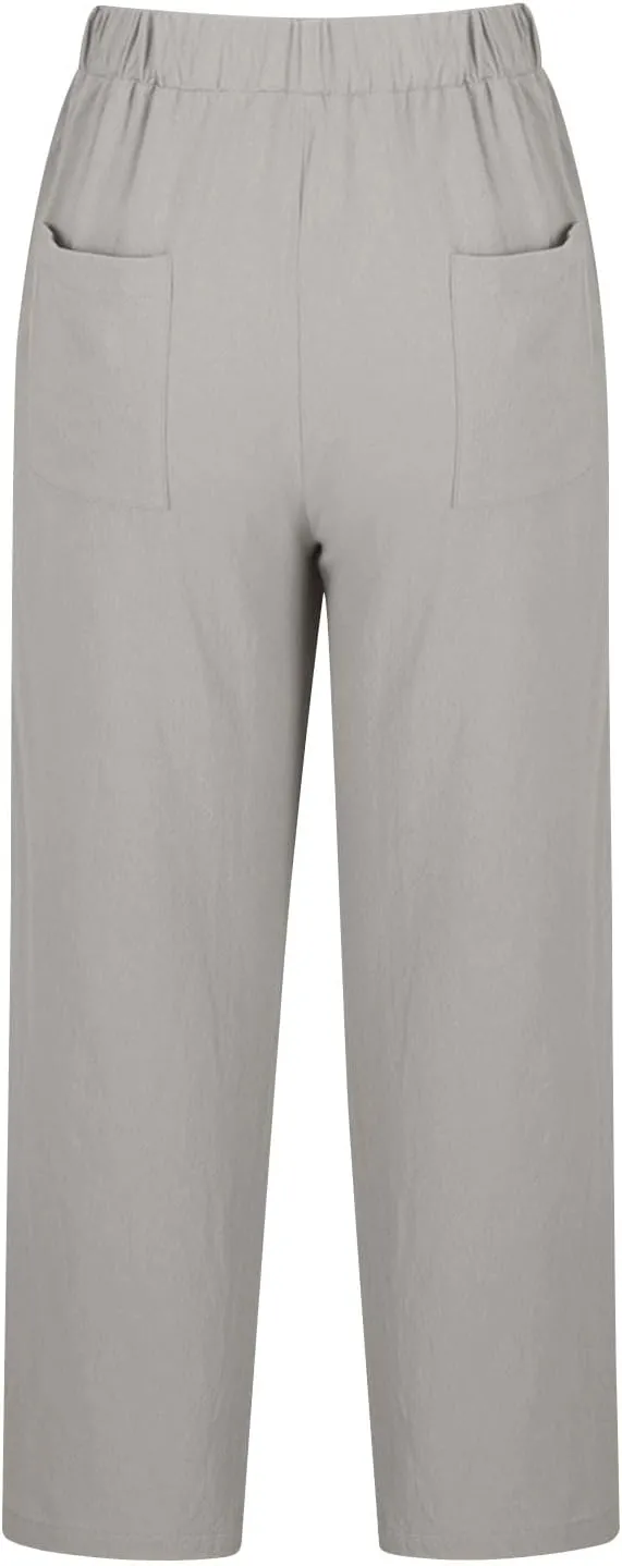 Liene Pants for Women,Womens Casual Summer 2025 Drawstring Elastic High Waist Pant Comfy Woman Trousers