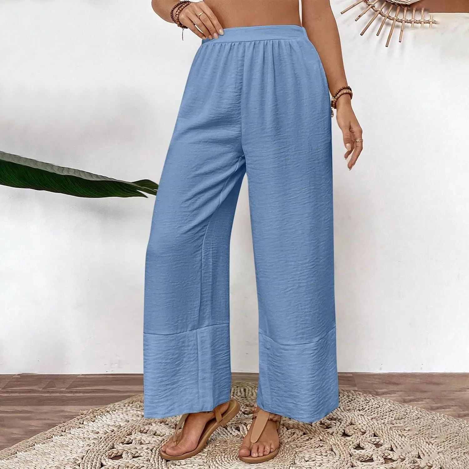Liene Pants for Women,Womens Casual Summer 2025 Drawstring Elastic High Waist Pant Comfy Woman Trousers