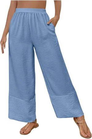 Liene Pants for Women,Womens Casual Summer 2025 Drawstring Elastic High Waist Pant Comfy Woman Trousers