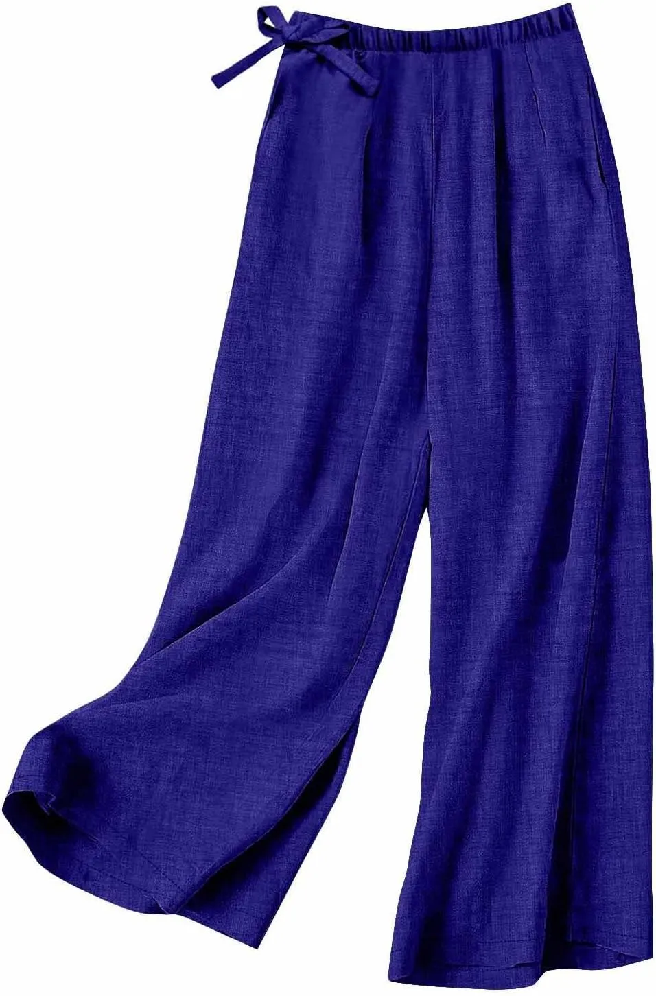 Linen Pants Women Elastic Waist Wide Leg Flowy Palazzo Capri Pants Casual Summer Loose Work Harem Pants Trousers 2025