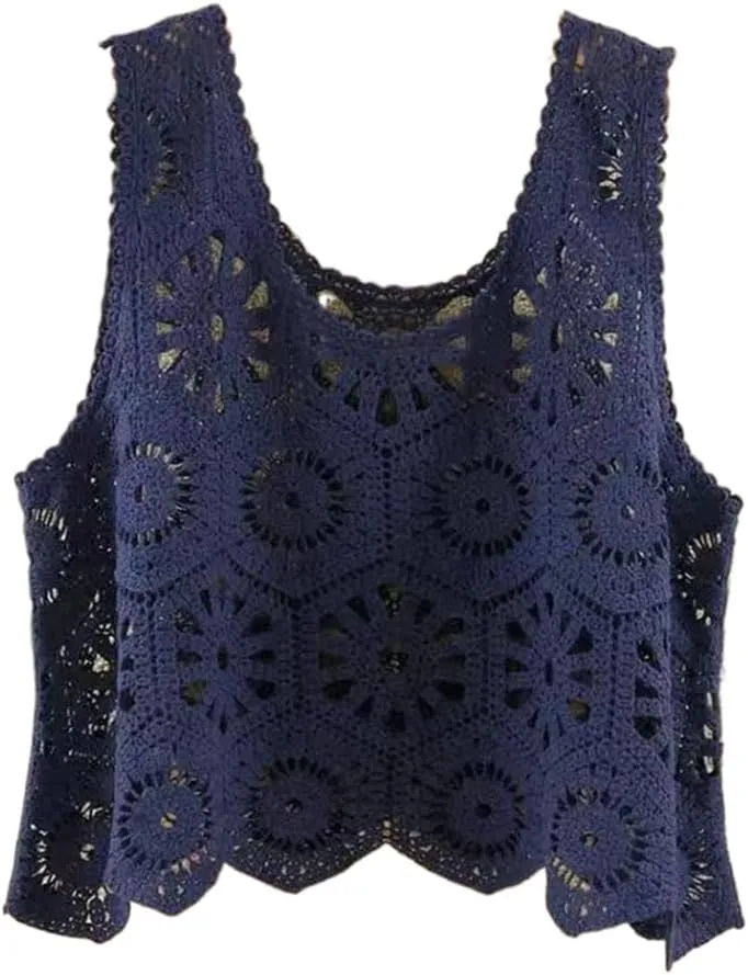 LIXINGHEITANG Sling Short Top Sleeveless Camis Camisole Woman Crocheted Female Knit Vest Ladies