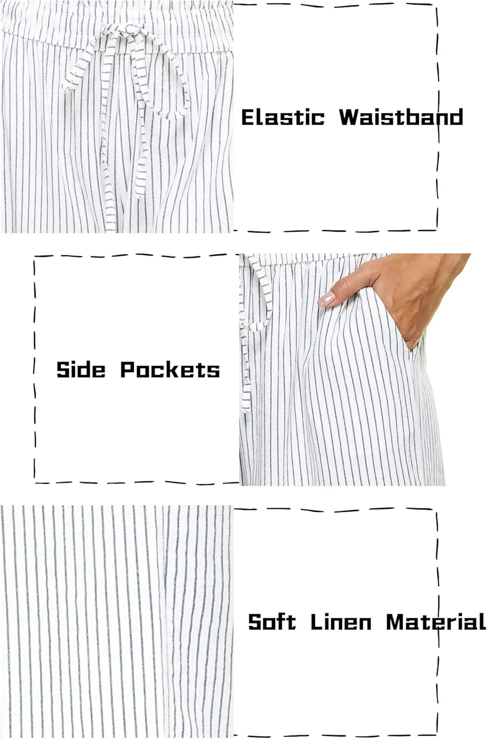 LNX Womens Linen Shorts High Waisted Wide Leg Drawstring Summer Beach Shorts with Pockets