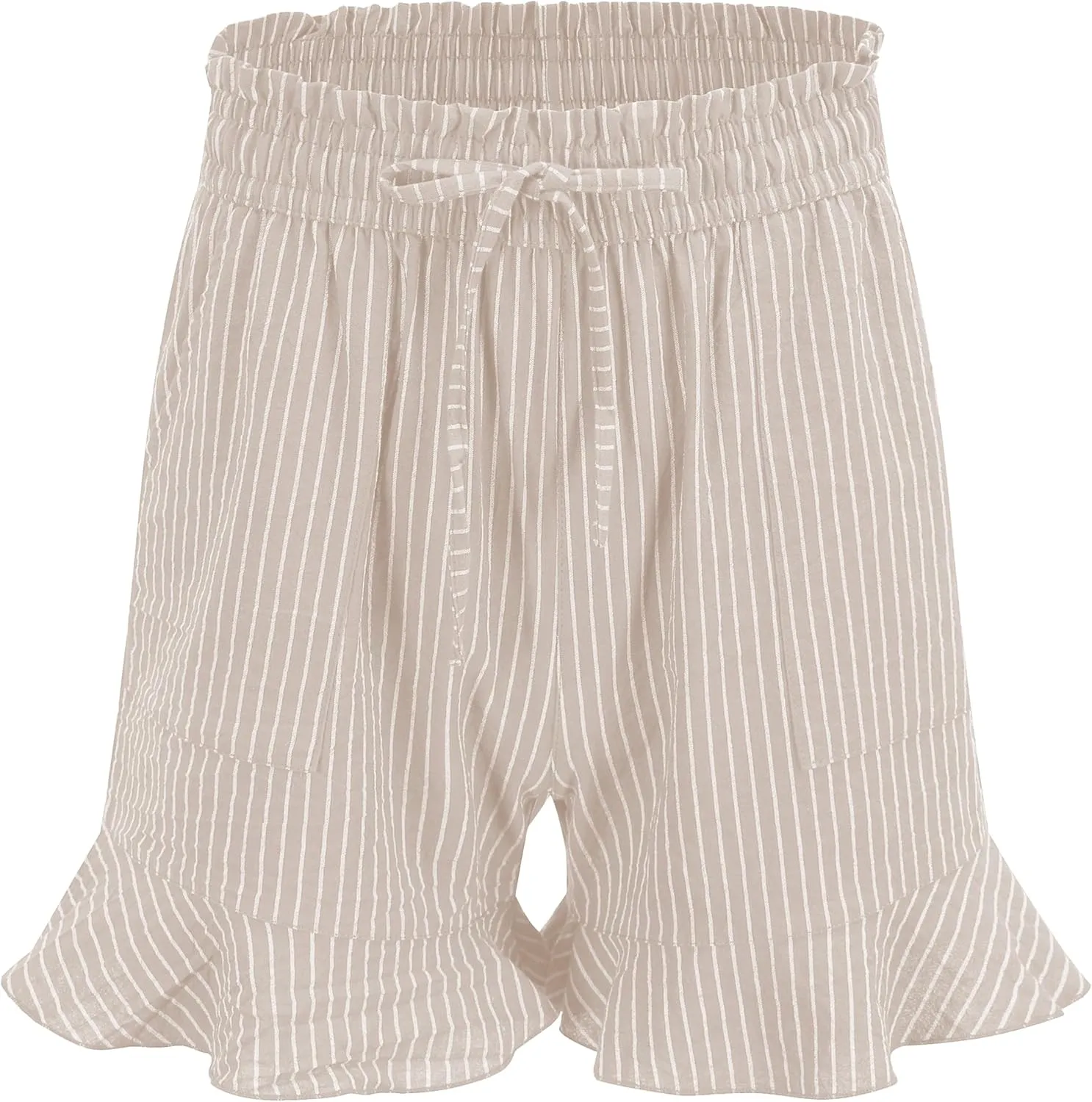LNX Womens Linen Shorts High Waisted Wide Leg Drawstring Summer Beach Shorts with Pockets