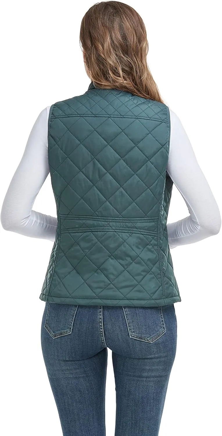 LONGKING 2025 Upgraded, Women's Outwear Vest With One Inner Pocket - Stand Collar Lightweight Zip Quilted Vest for Women