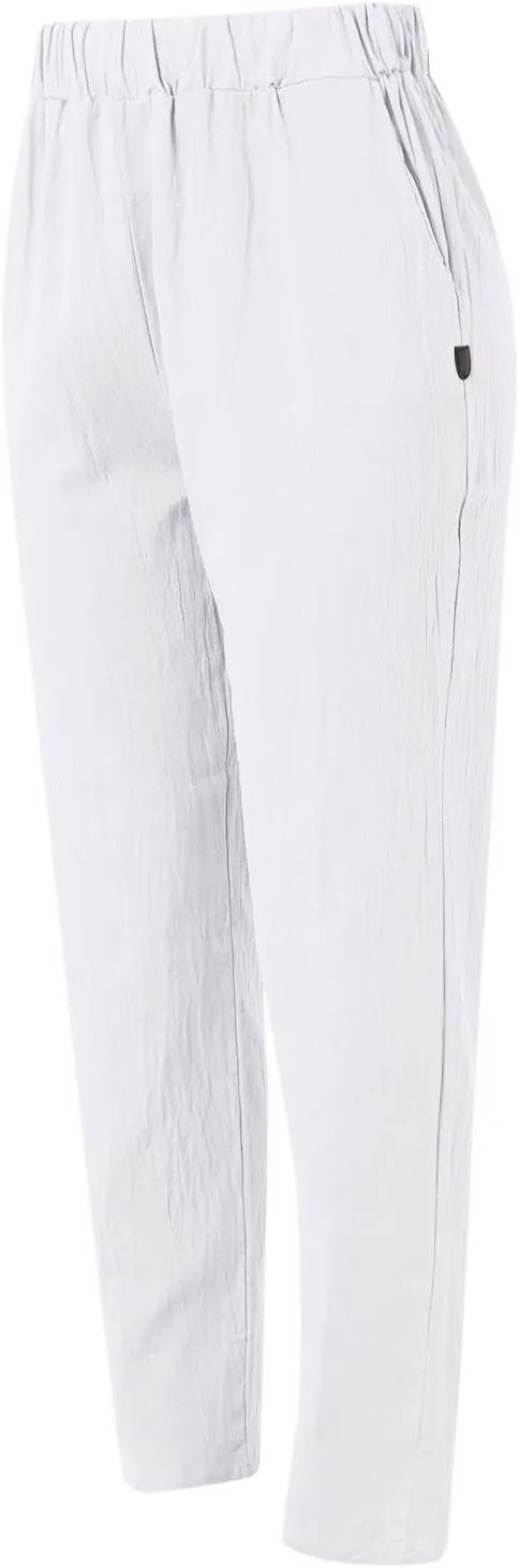 Loose Trousers For Women High Waisted Wide Leg Pants Linen Pants Summer Boho Dressy Ankle Cropped Pant Baggy Capris