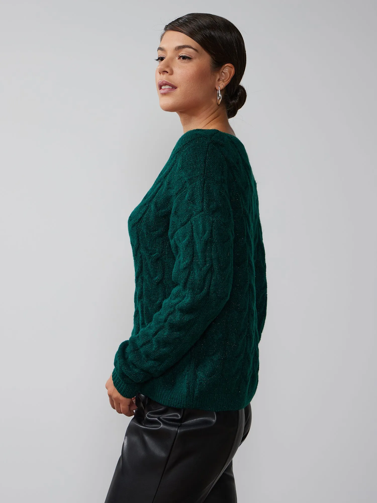 Lurex Cable Knit Sweater