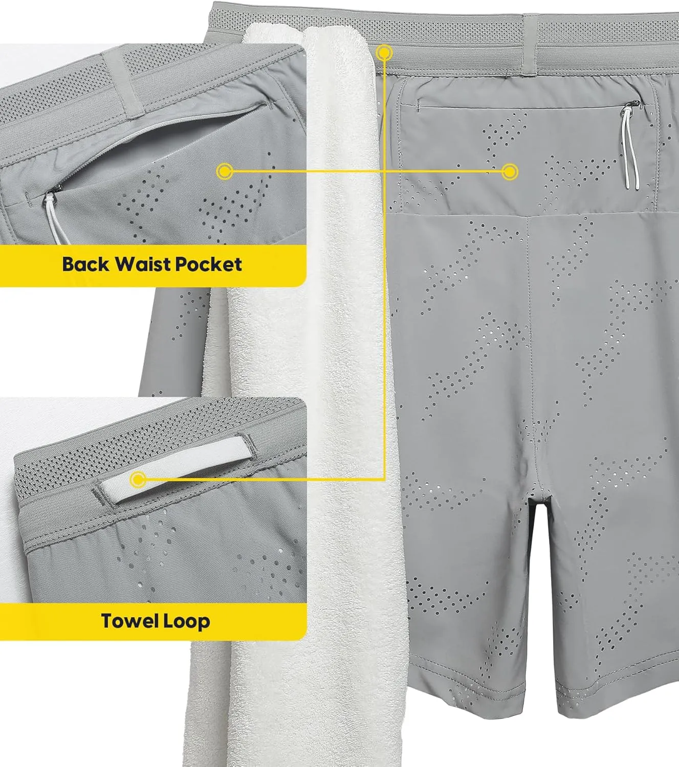 maamgic Mens 2 in 1 Running Shorts 5" Gym Workout Shorts with Zipper Pockets