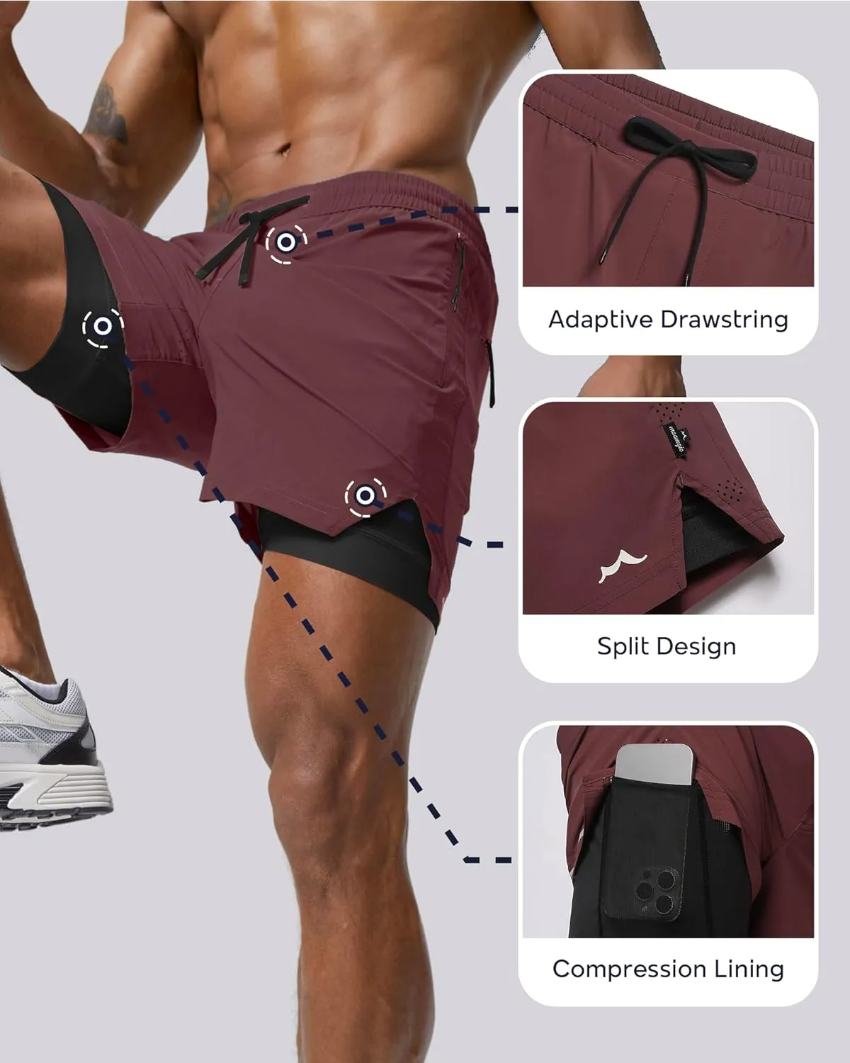 maamgic Men's Athletic Running Shorts with Liner Ultra Lightweight Workout Shorts 5"/ 7"