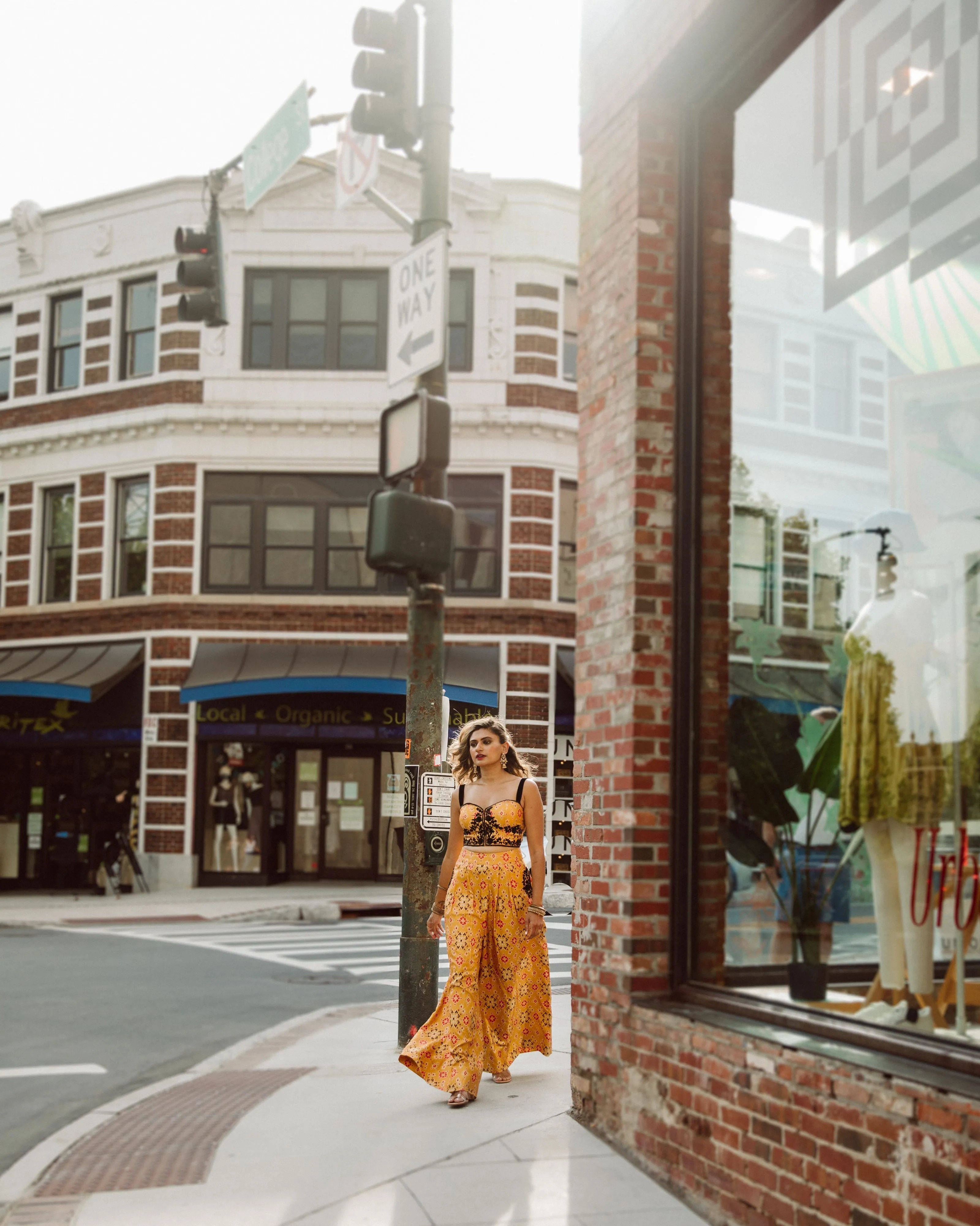 Marigold printed palazzo pants with matching corset