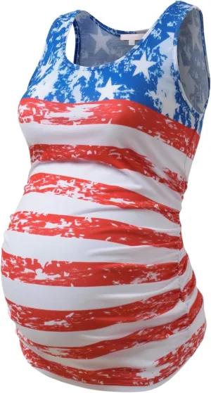 Maternity Tank Tops for Women Ruched Sleeveless Basic Tops Maternity Shirt Vest Pregnancy Tee