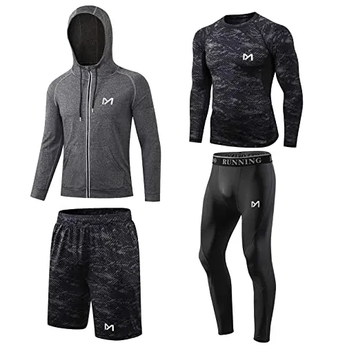 MEETYOO Tee Shirt Compression Homme, Legging Sport Short Fitness T Shirt Manches Courtes Collant Gym Running Vetement pour Jogging Musculation